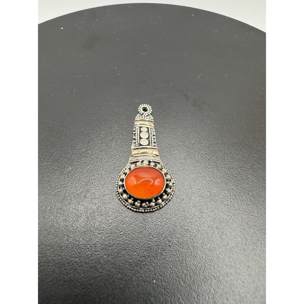 Vintage Carnelian and 925 Silver‎ Pendant - Picture 2 of 8